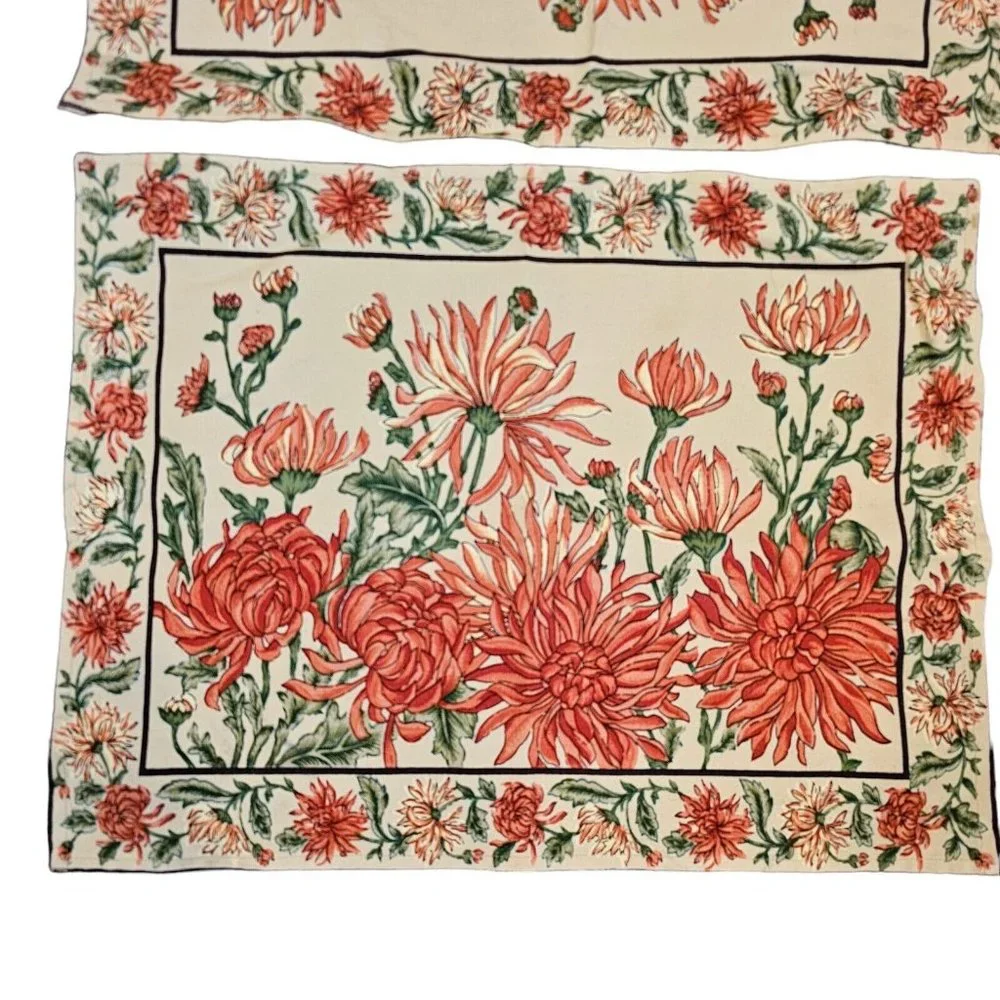 April Cornell Floral Placemats Danika Orange Cream Floral  Set‎ Of 3 Dahlia